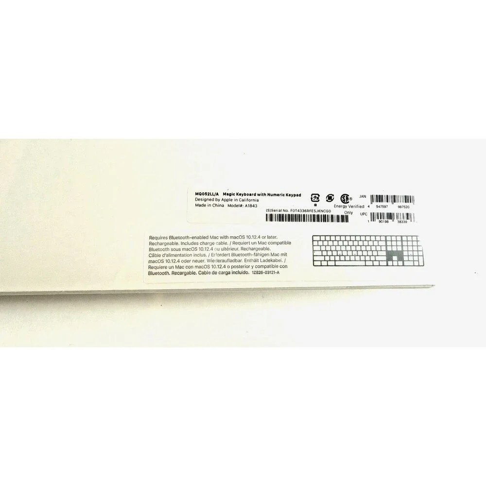 Apple Magic Keyboard with Numeric Keypad: Wireless, Bluetooth, Rechargeable. NEW